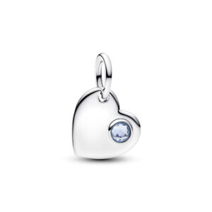 Charm Pendente Cuore con Pietra Azzurra Marzo