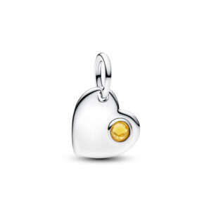 Charm Pendente Cuore con Pietra Miele Novembre