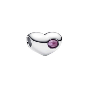 Charm Cuore con Pietra Viola Febbraio