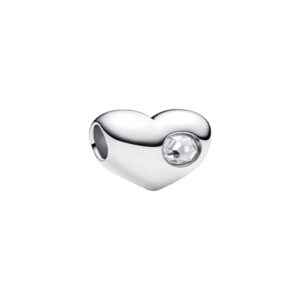 Charm Cuore con Pietra Bianca Aprile