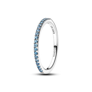 Anello Pavé Fascia Sottile Azzurro