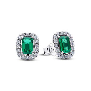 Orecchini a Lobo Punto Luce Rettangolare Verde