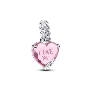 Charm Pendente Cuore Rosa Ti Voglio Bene Mamma
