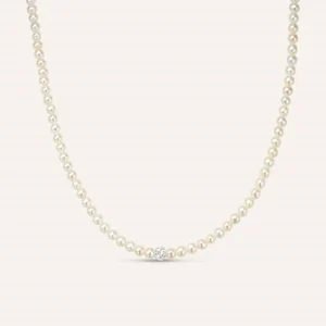 Collana Stroili Gabrielle Oro Bianco 9K Perla e Cristallo 1413457