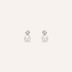 Orecchini Stroili Lobo Bon Ton Oro Bianco 9K Perla e Zircone 1426717
