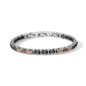 Comete Bracciale Uomo Acciaio PVD Oro Rosé e Ceramica Nera – UBR1308